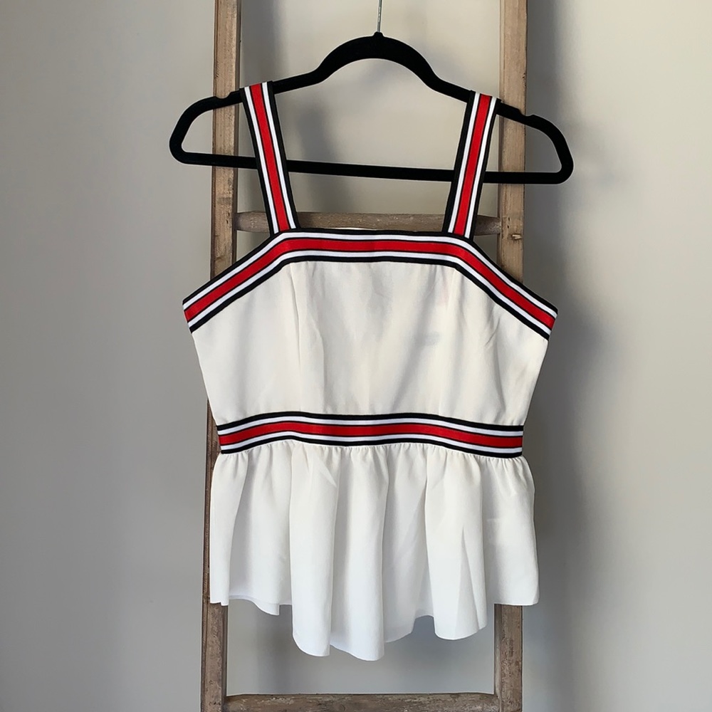 SHEIN White Peplum Tank Top, Size Medium